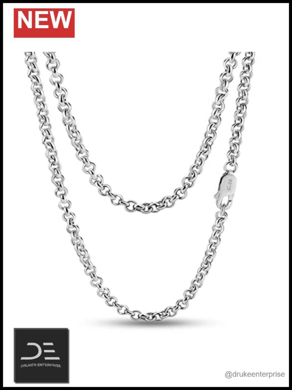 Sterling Silver Rolo Chain Necklace 30" Box Link Fine Jewelry